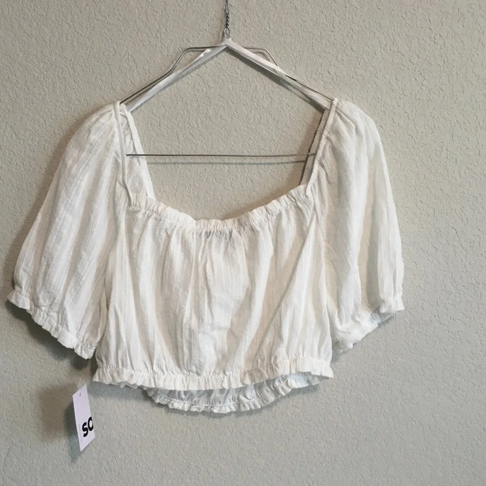 New Junior’s SO puff Sleeve Crop Top size L - Picture 4 of 7
